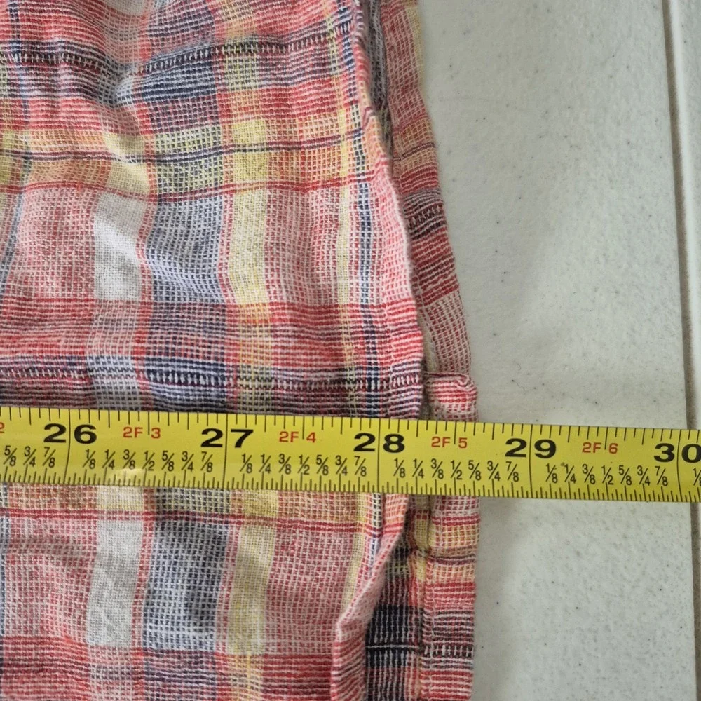Levi's Shirt Mens Large‎ Red Plaid Cotton Linen Blend Short Sleeve Button Up